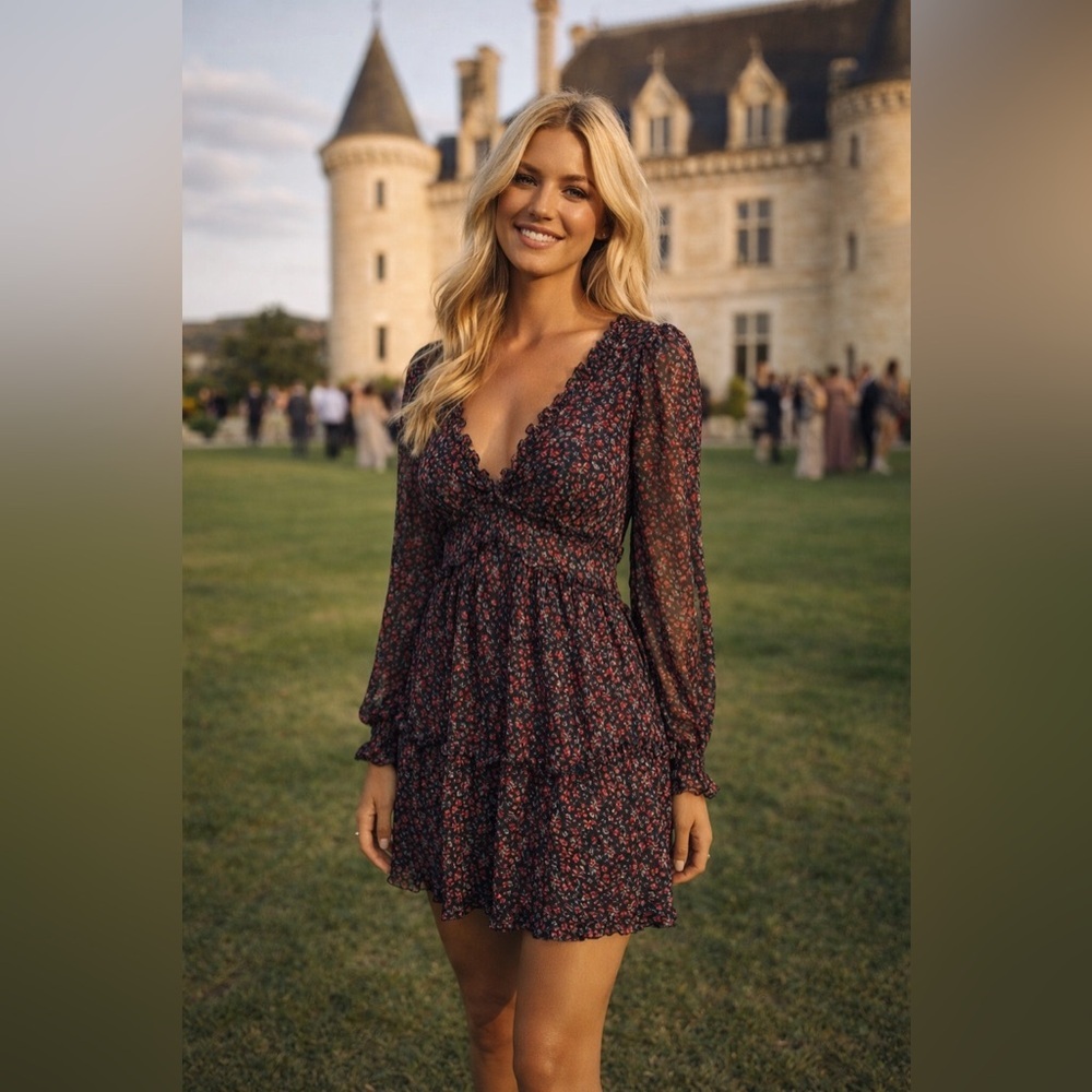 Altar'd State Black Floral Mini Dress
